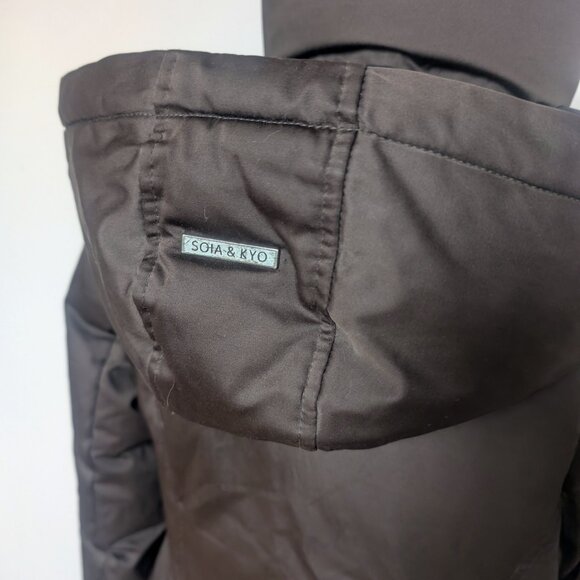 Soia & Kyo Mid Length Down Parka Coat, Chocolate Brown Size Small - Picture 4 of 9